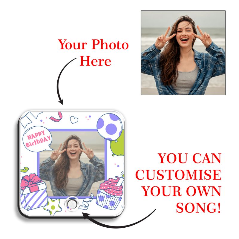 Customized Happy Birthday Musical Fridge Magnet with Music Speaker  Rechargeable Speaker with On/Off Button  Birthday Gift for Girlfriend, Sister, Best Friend